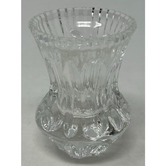 Crystal Clear Lead Thumbprint Toothpick Holder 3" Tall x‎ 1 3/4" Wide - Picture 1 of 4